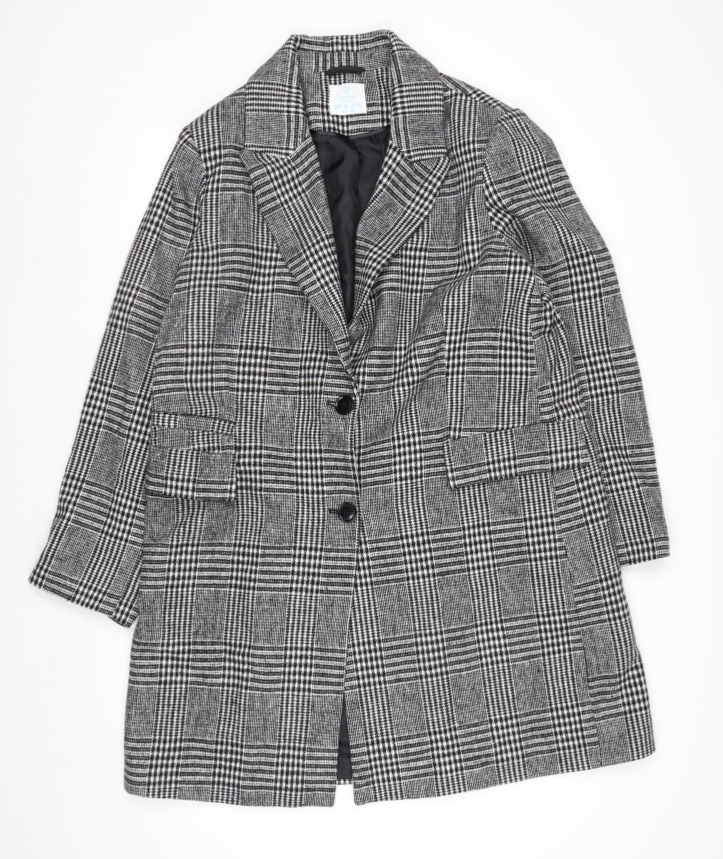 Primark Women’s Grey Checked Blazer Jacket Size 16 Regular Fit