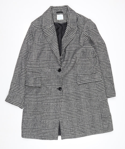 Primark Women’s Grey Checked Blazer Jacket Size 16 Regular Fit