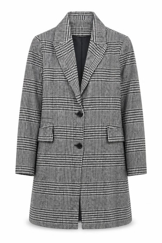 Primark Women’s Grey Checked Blazer Jacket Size 16 Regular Fit