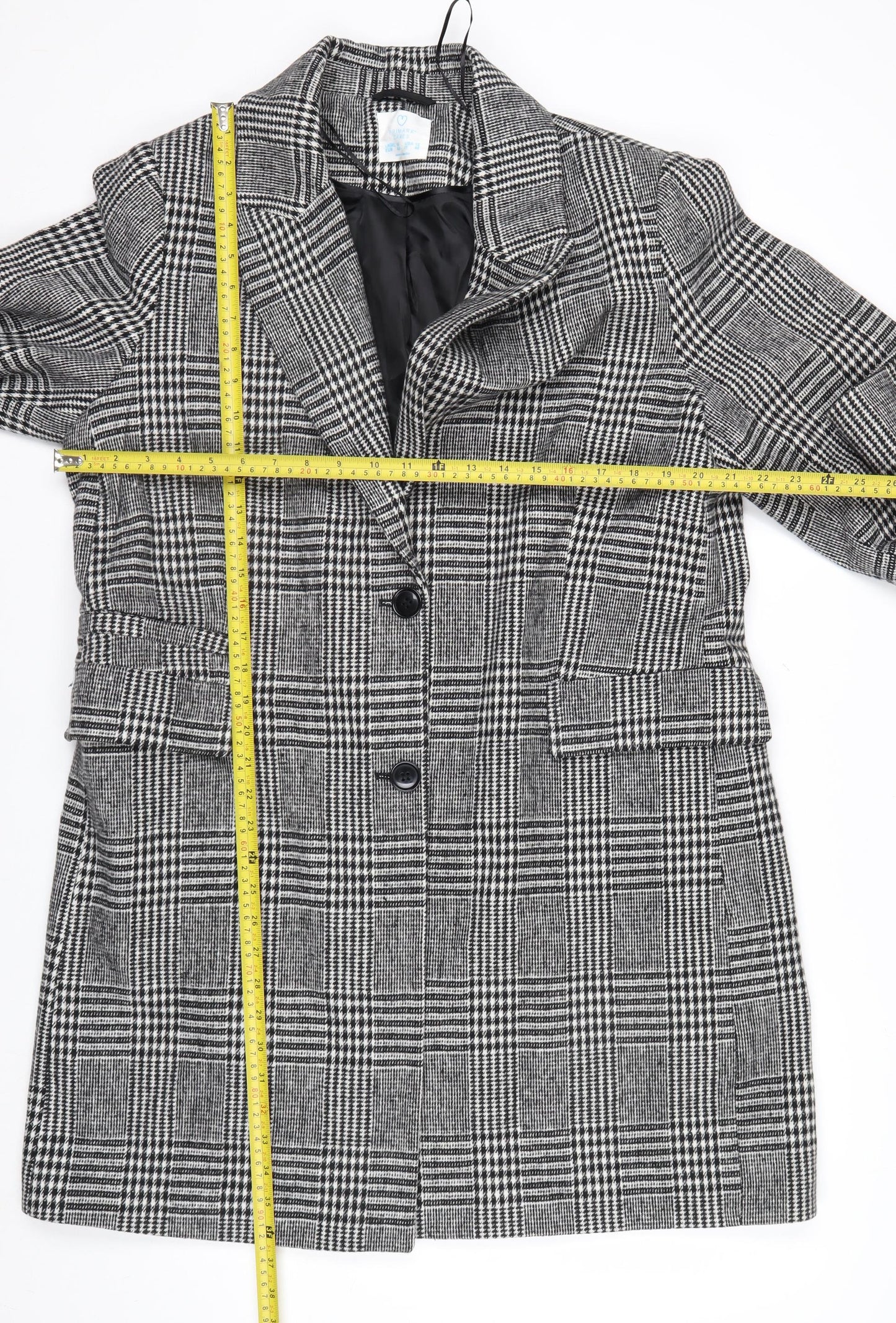 Primark Women’s Grey Checked Blazer Jacket Size 16 Regular Fit
