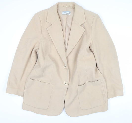 Heine Women Beige Wool Cashmere Single-Breasted Blazer Size 16