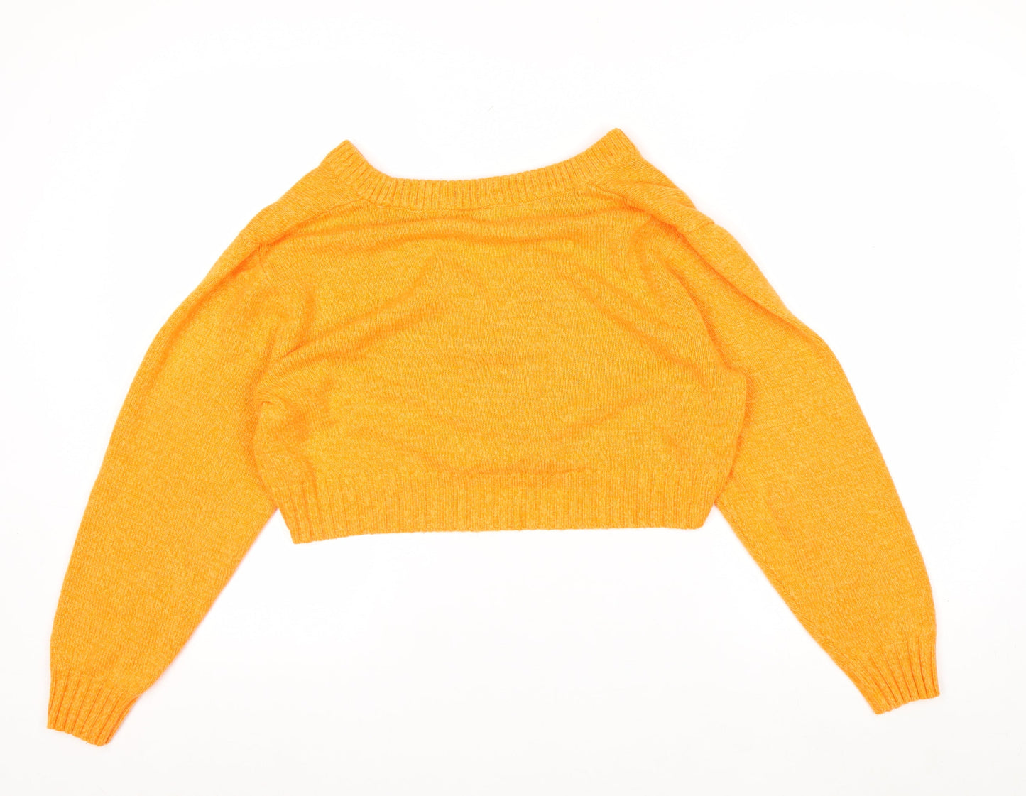 H&M Women’s Orange V-Neck Button Cardigan Size 12 Acrylic Knit