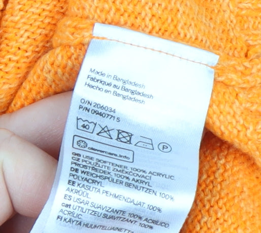 H&M Women’s Orange V-Neck Button Cardigan Size 12 Acrylic Knit
