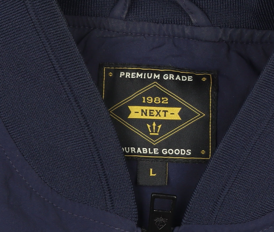 Next Men's Blue Nylon Bomber Jacket L Casual Zip Pockets