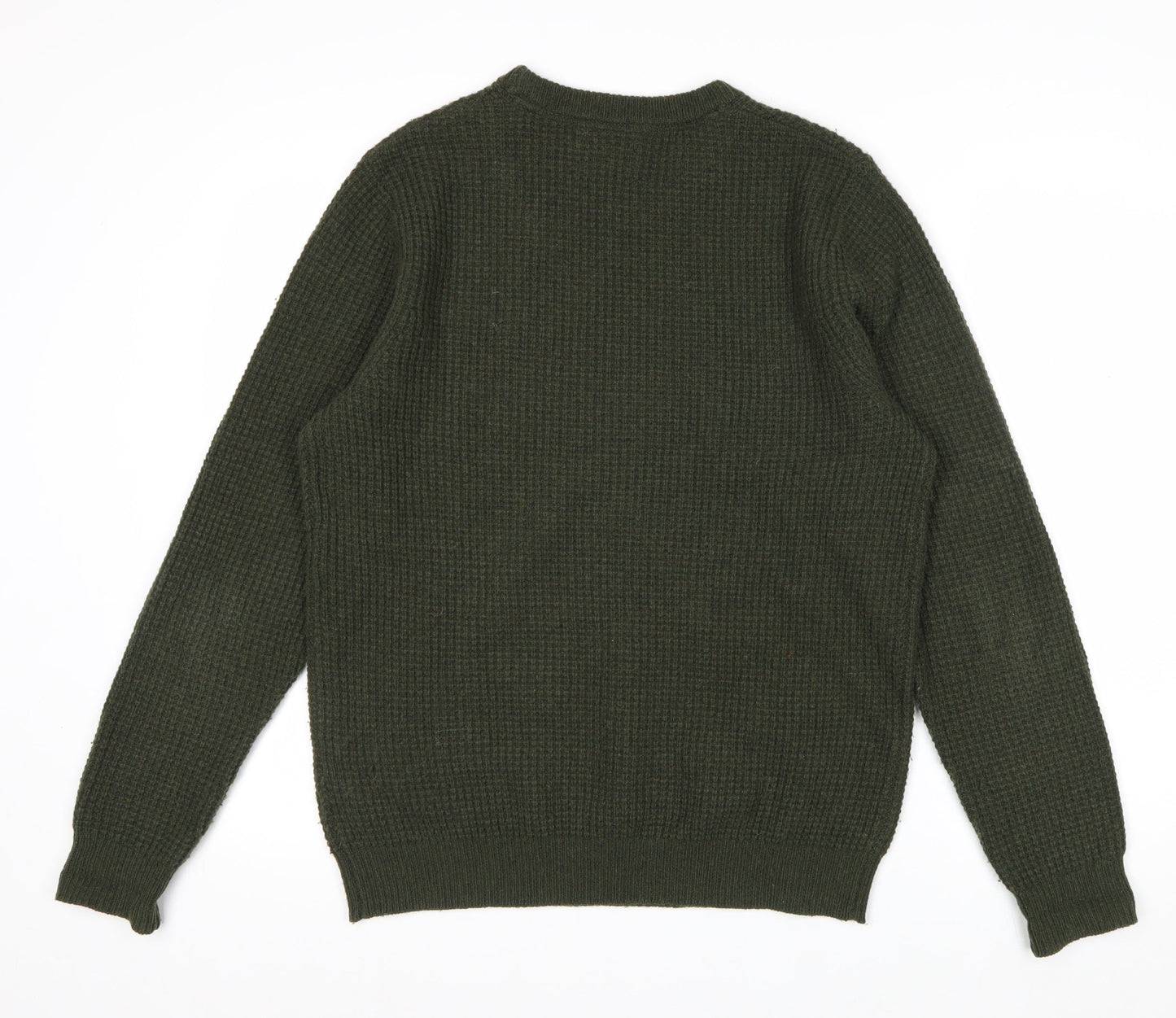 FARHI by Nicole Farhi Men's Green Wool Blend Waffle Knit Jumper M