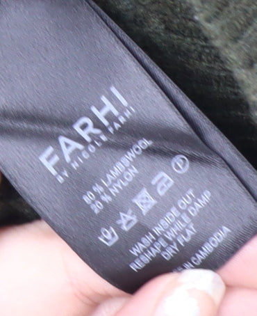 FARHI by Nicole Farhi Men's Green Wool Blend Waffle Knit Jumper M