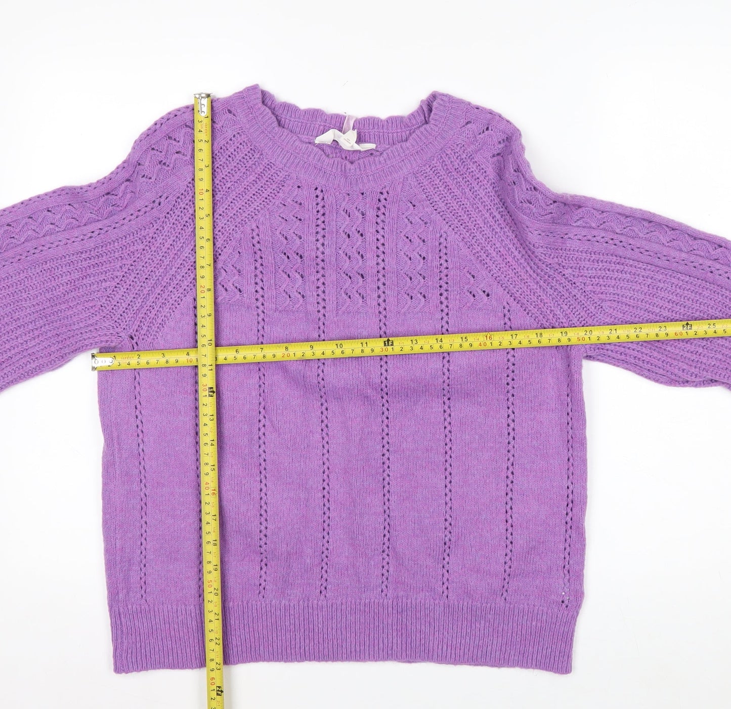 Marks and Spencer Per Una Women's Purple Cable Knit Jumper Size 16