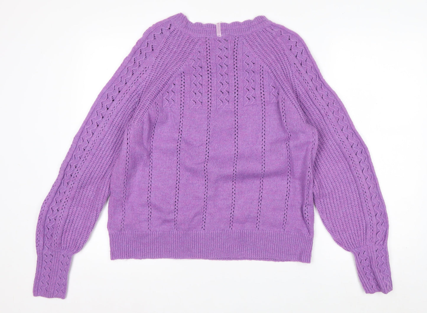 Marks and Spencer Per Una Women's Purple Cable Knit Jumper Size 16