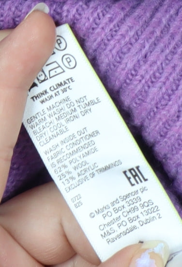 Marks and Spencer Per Una Women's Purple Cable Knit Jumper Size 16