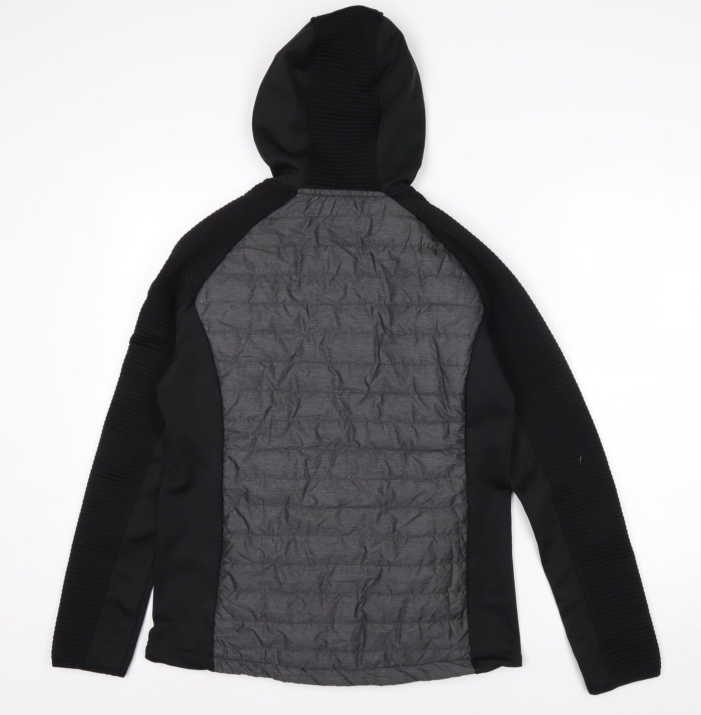 Trespass Women Black Grey Quilted Hooded Full Zip Jacket UK 12