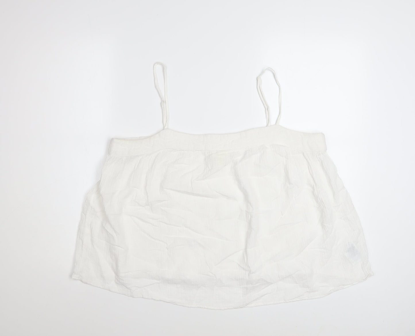 H&M Women White Camisole Tank Top L Cotton Linen Summer