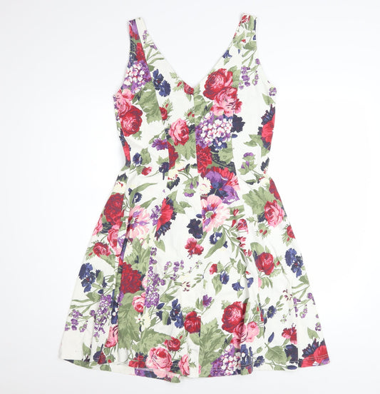 Style Et File Women's Multicoloured Floral Fit & Flare Cotton Dress Size 12