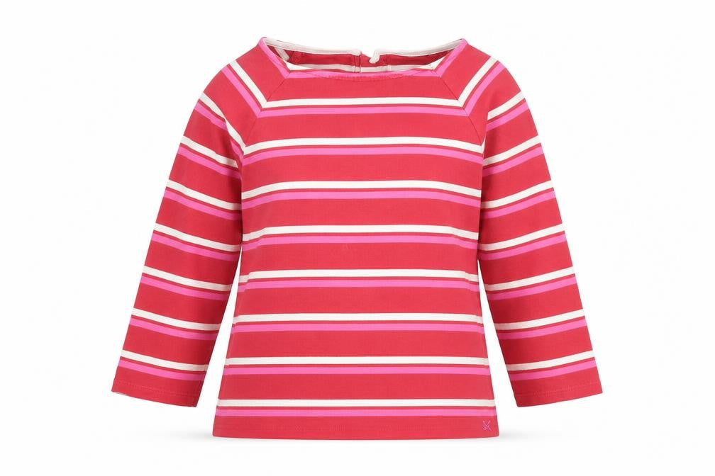 Front view of Crew Clothing Women's Red Striped Cotton Long Sleeve Top, size 12