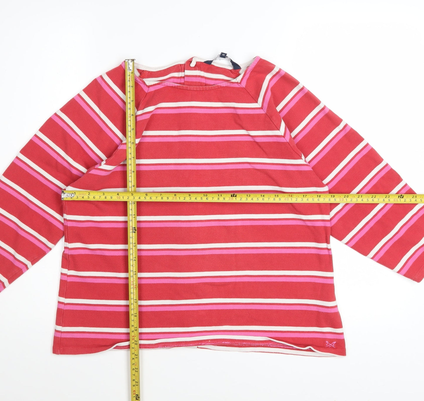 Crew Clothing Company Women's Red Striped Cotton Long Sleeve Top Size 12
