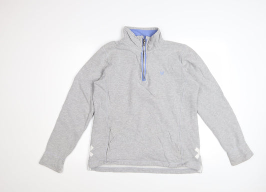 Crew Clothing Women's Grey 1/4 Zip Cotton Sweatshirt Size 12