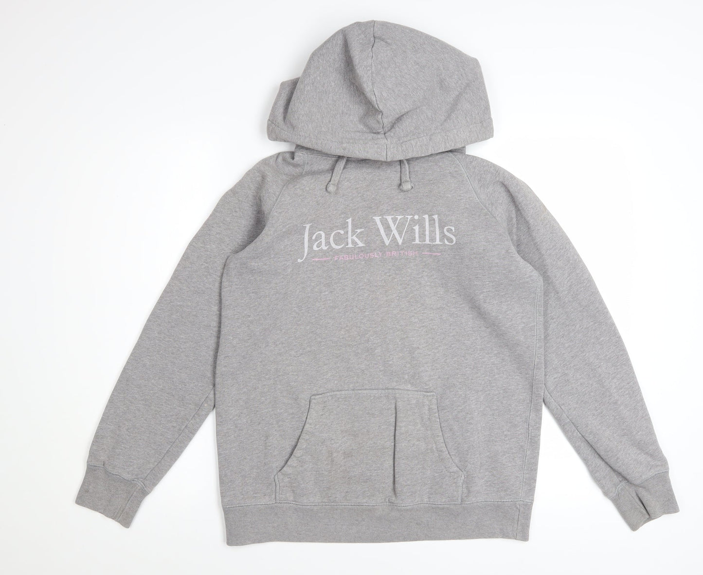 Jack Wills Womens Grey Pullover Hoodie UK 10 Cotton Blend Casual