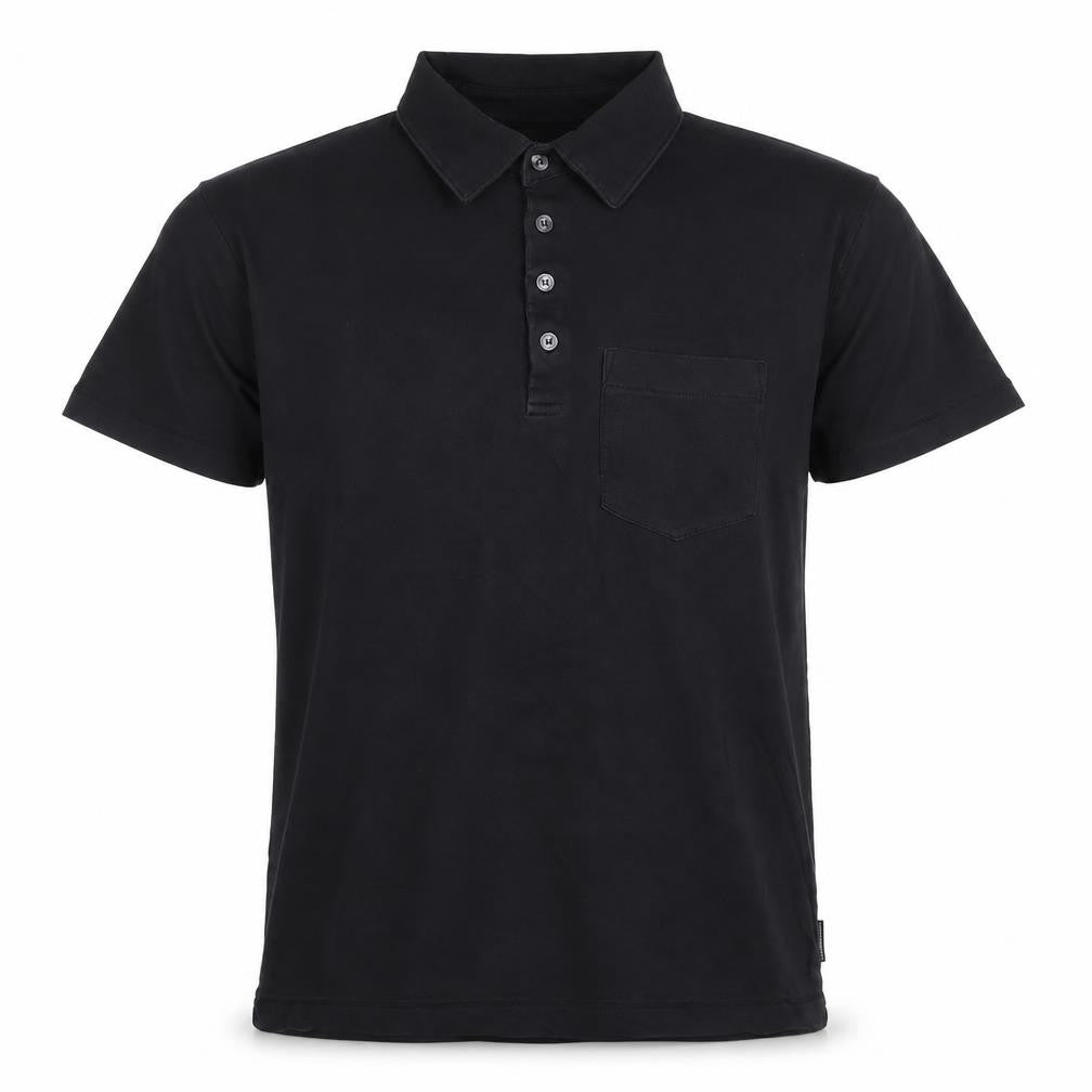 Front view of French Connection Men's Black Cotton Short Sleeve Polo M