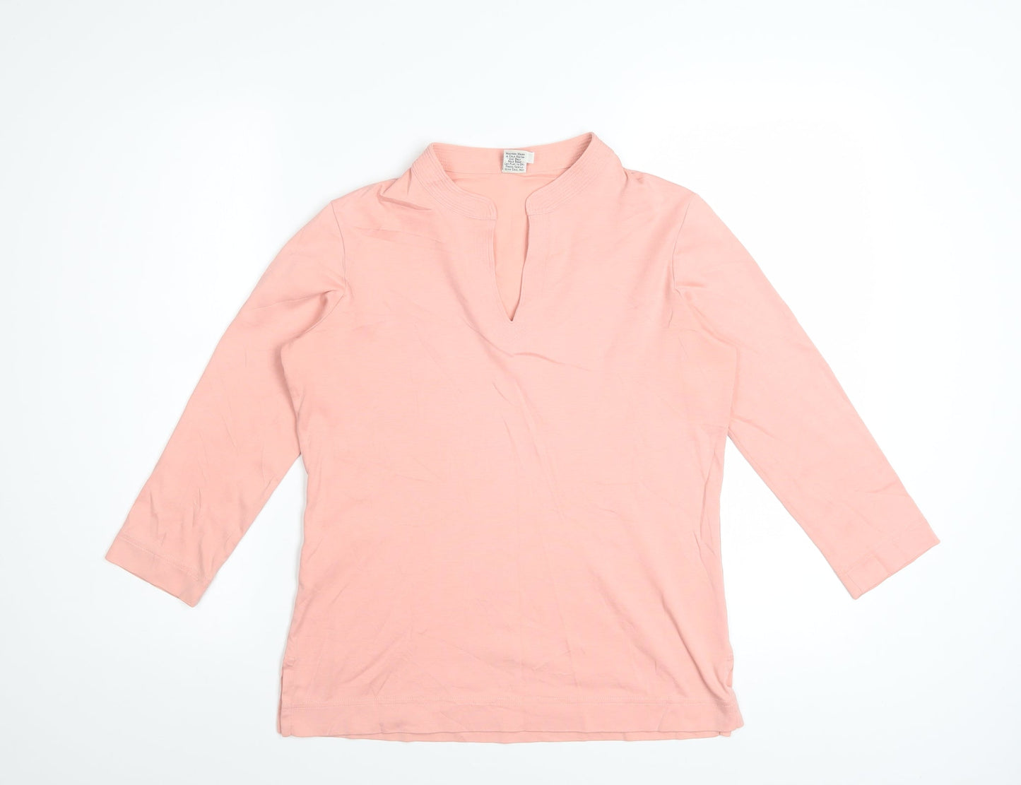 Peruvian Connection Women Pink Tunic Blouse 3/4 Sleeve 100% Cotton S