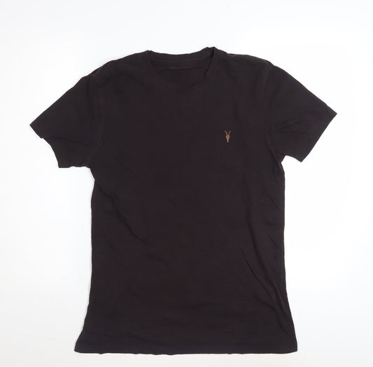 AllSaints Men's Black Slim Fit Crew Neck Cotton T-Shirt Size S