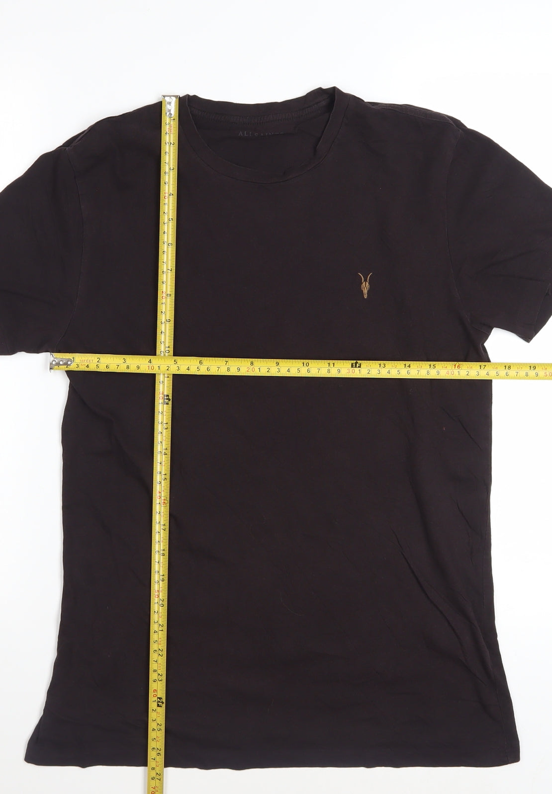 AllSaints Men's Black Slim Fit Crew Neck Cotton T-Shirt Size S