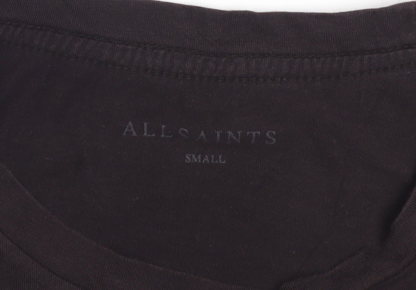 AllSaints Men's Black Slim Fit Crew Neck Cotton T-Shirt Size S