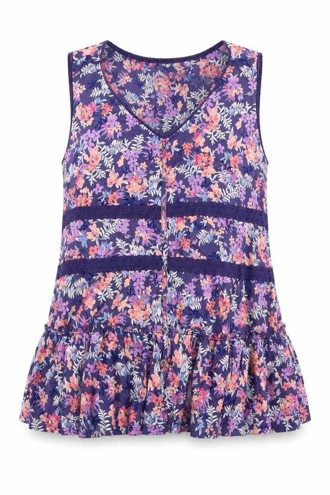 Marks & Spencer Per Una Women’s Multicoloured Floral Sleeveless Tunic Blouse Size 18