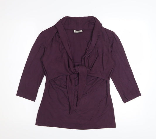 Kettlewell Womens Purple Wrap Blouse 3/4 Sleeve M Viscose Top