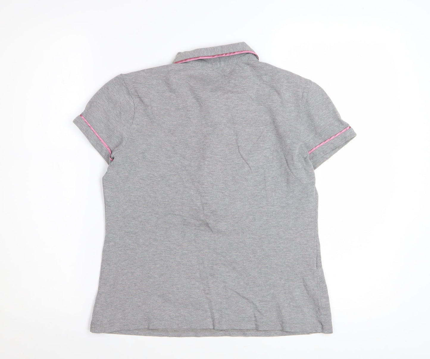 Original Penguin Women's Grey Polo Shirt Small Short Sleeve Cotton