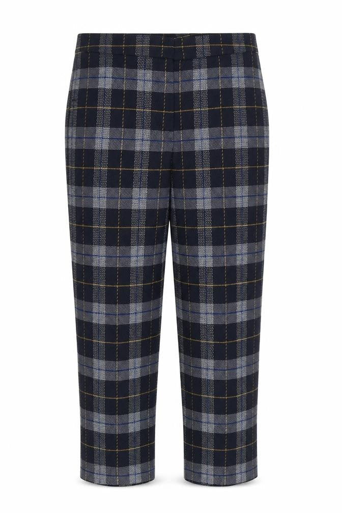 Marks & Spencer Women Blue Plaid Trousers Size 10 Straight Leg