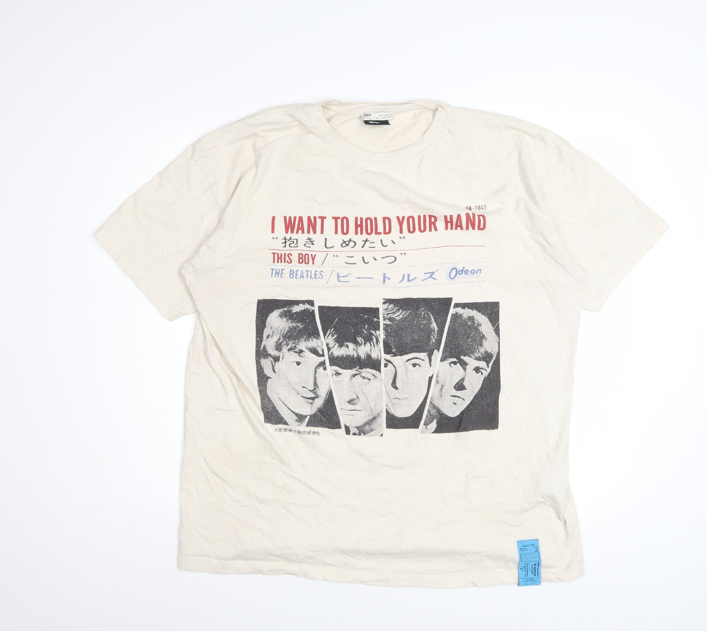 Pull & Bear The Beatles Ivory Women's T-Shirt L Short Sleeve Graphic Retro
