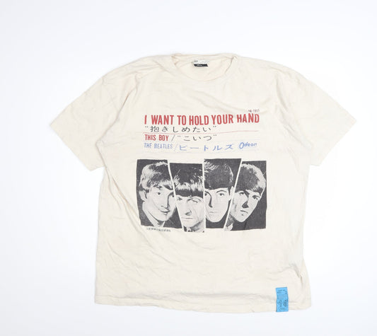 Pull & Bear The Beatles Ivory Women's T-Shirt L Short Sleeve Graphic Retro