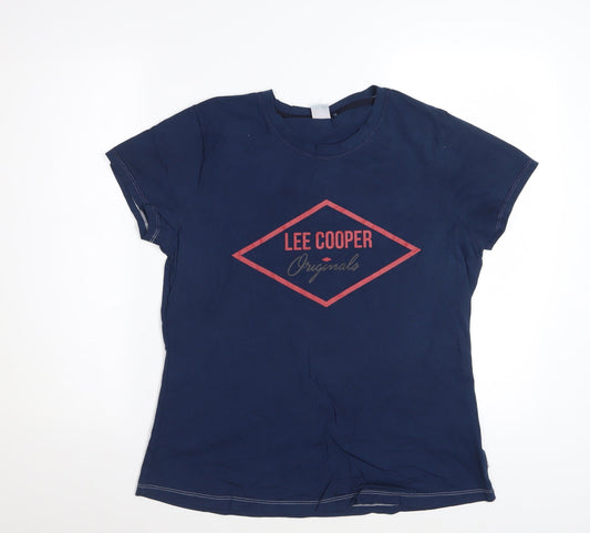 Lee Cooper Women's Blue Crew Neck Short Sleeve Cotton T-Shirt Size 18