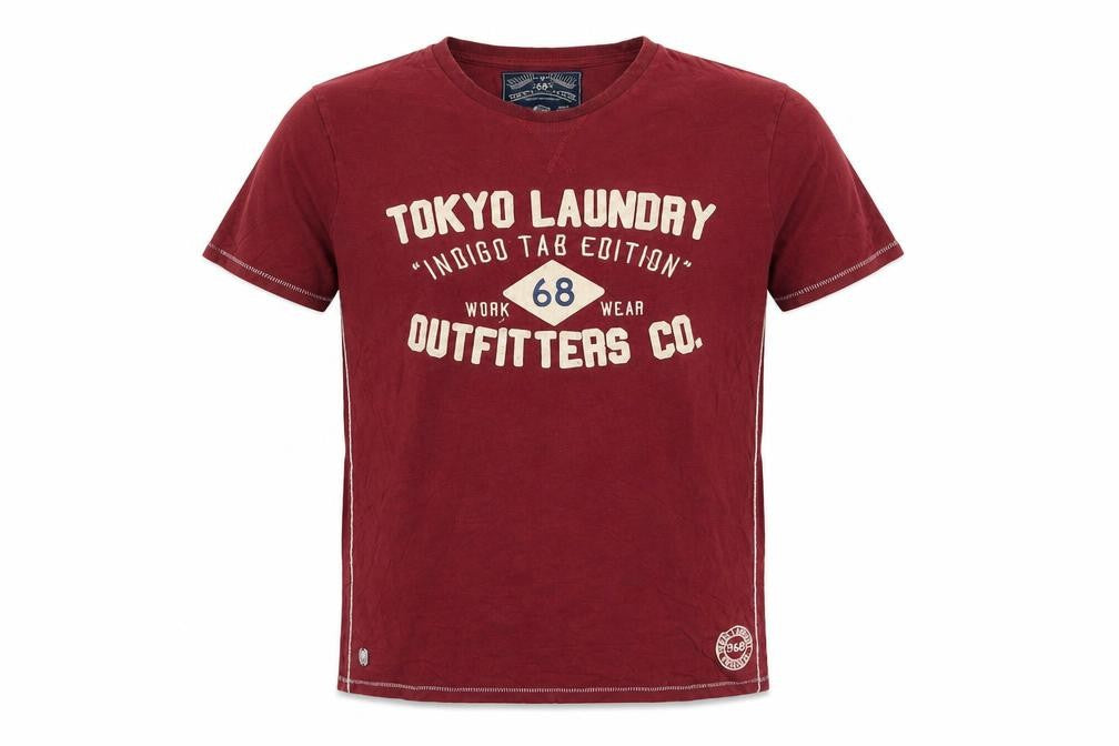 Tokyo Laundry Men's Red Graphic Regular Fit Cotton T-Shirt Size M