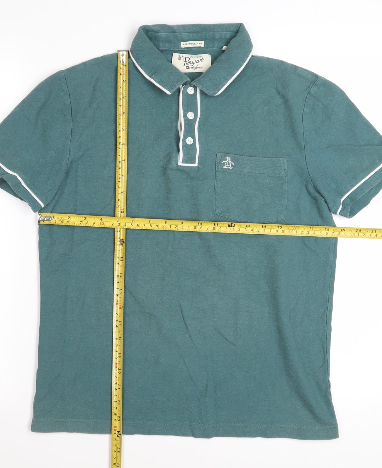 Original Penguin Men's Green Slim Fit Short Sleeve Polo Shirt M