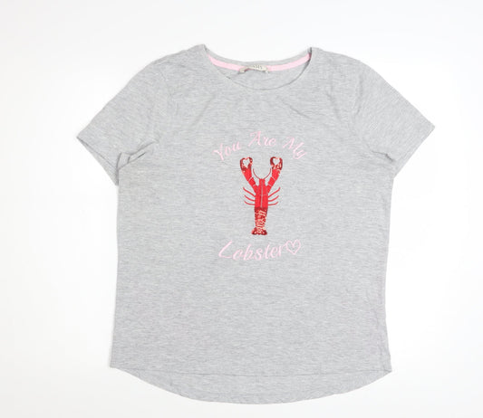 Oasis Women’s Grey Embroidered Lobster T-Shirt Size 12