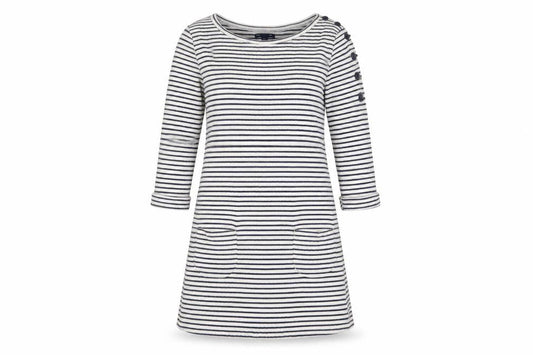 Gap Women’s White Striped Boat Neck 3/4 Sleeve Cotton Shift Dress M