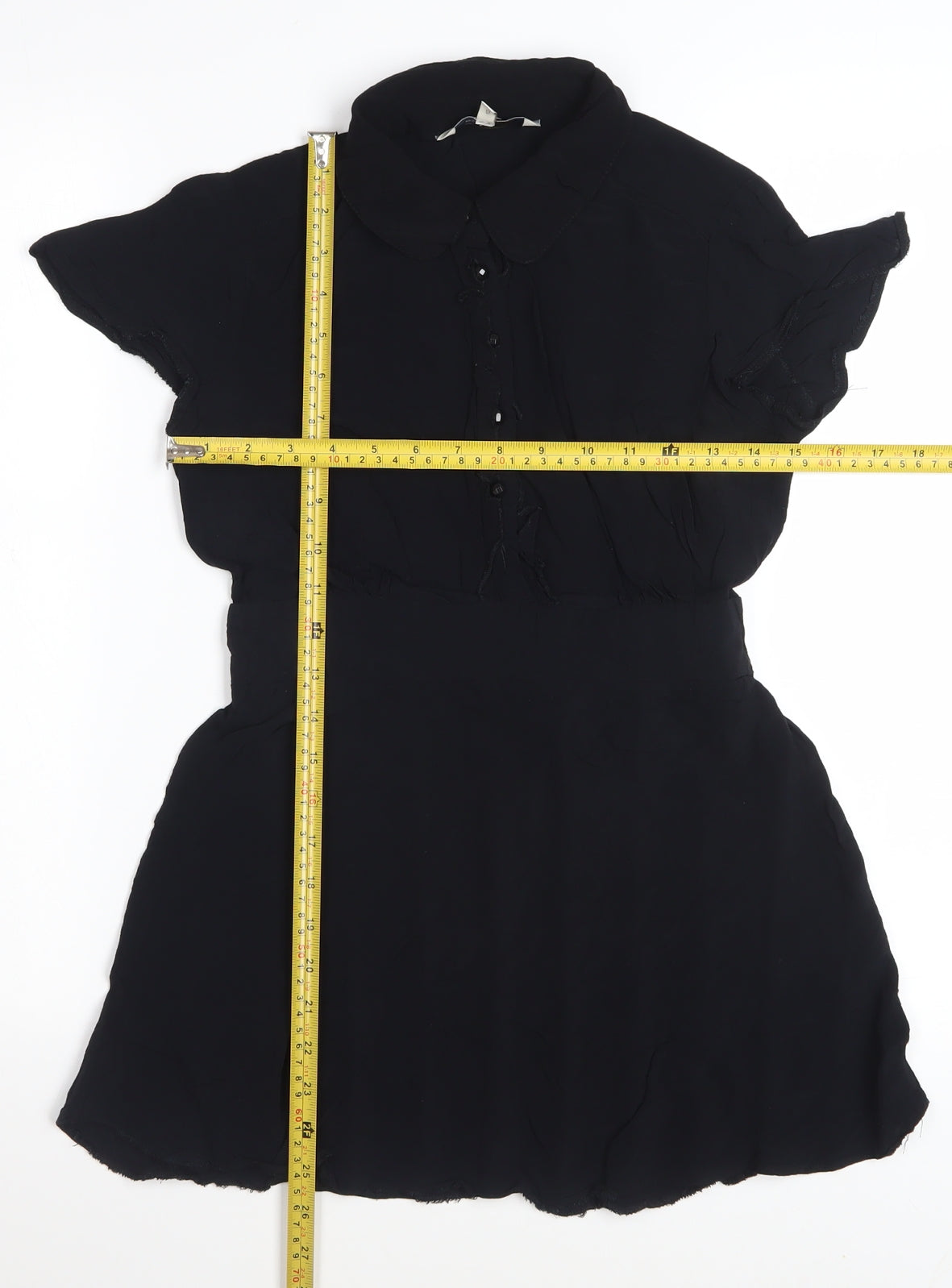 Rocha.John Rocha Women's Black Viscose Collared Tunic Blouse Size 10