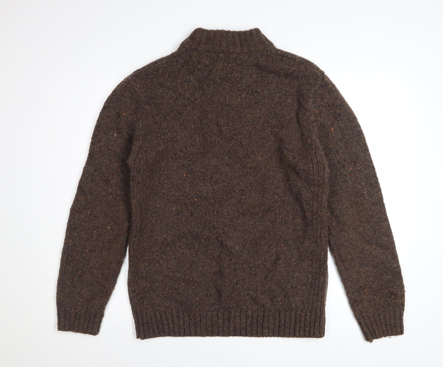 World Republic Men's Brown Wool 1/4 Zip Jumper Size L