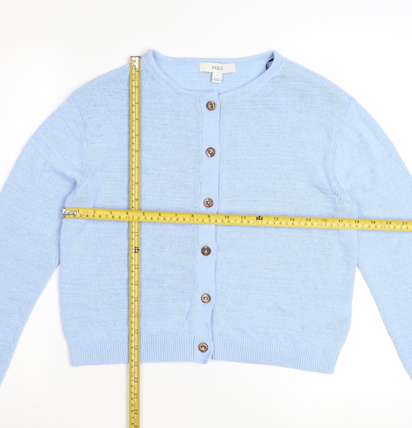 Marks and Spencer Women Blue Knit Cardigan Small Long Sleeve