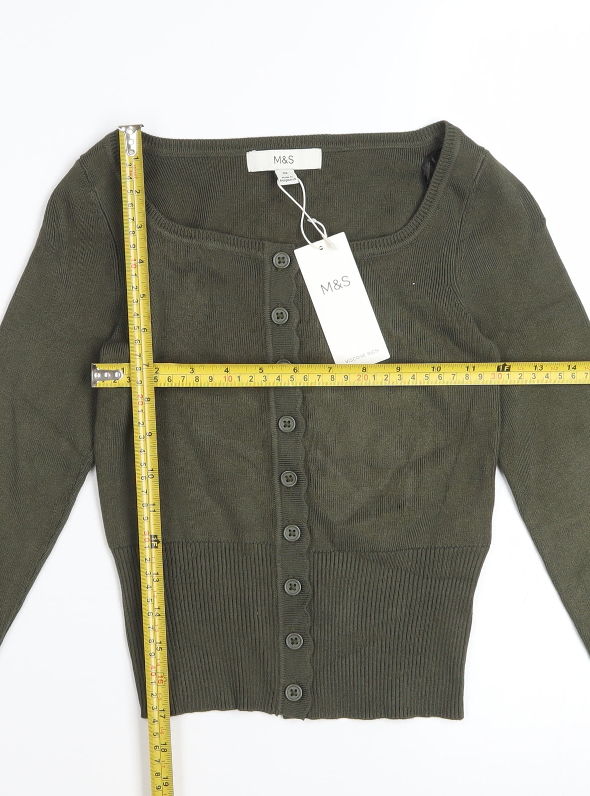 Marks and Spencer Women’s Green XS Scoop Neck Button Cardigan