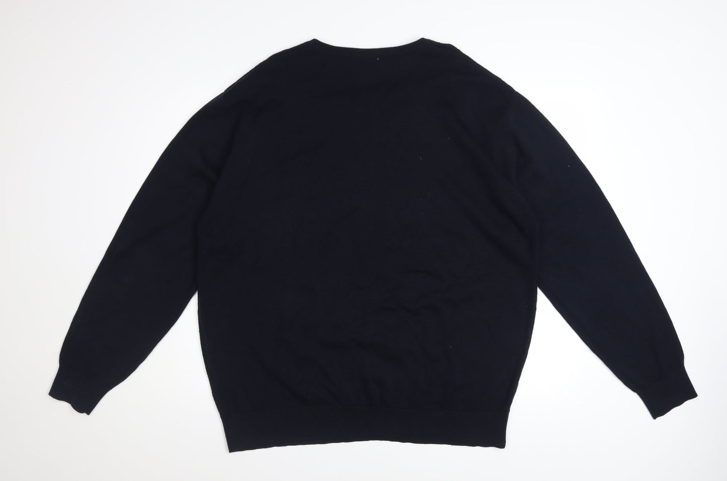 Gabicci Men’s Blue 2XL Crew Neck Cotton Acrylic Knit Jumper