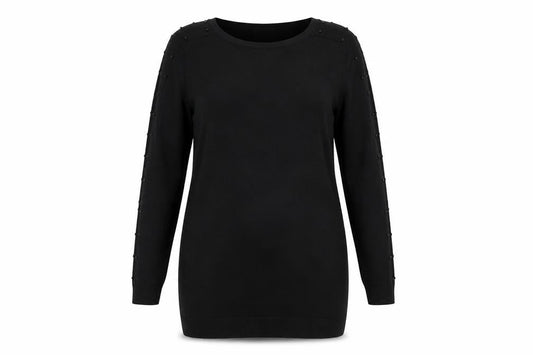Wallis Women’s Black Size 14 Shift Dress Beaded Long Sleeve Knit