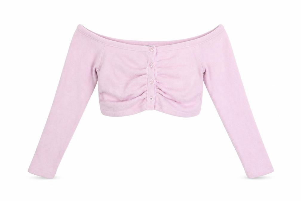 Zara Womens Pink Cropped Off Shoulder Knit Blouse Size S