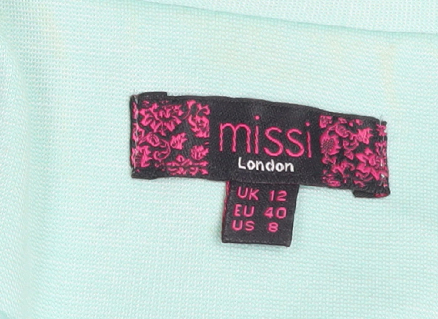 Missi London Women’s Green Blazer Size 12 3/4 Sleeve Lined Smart Jacket