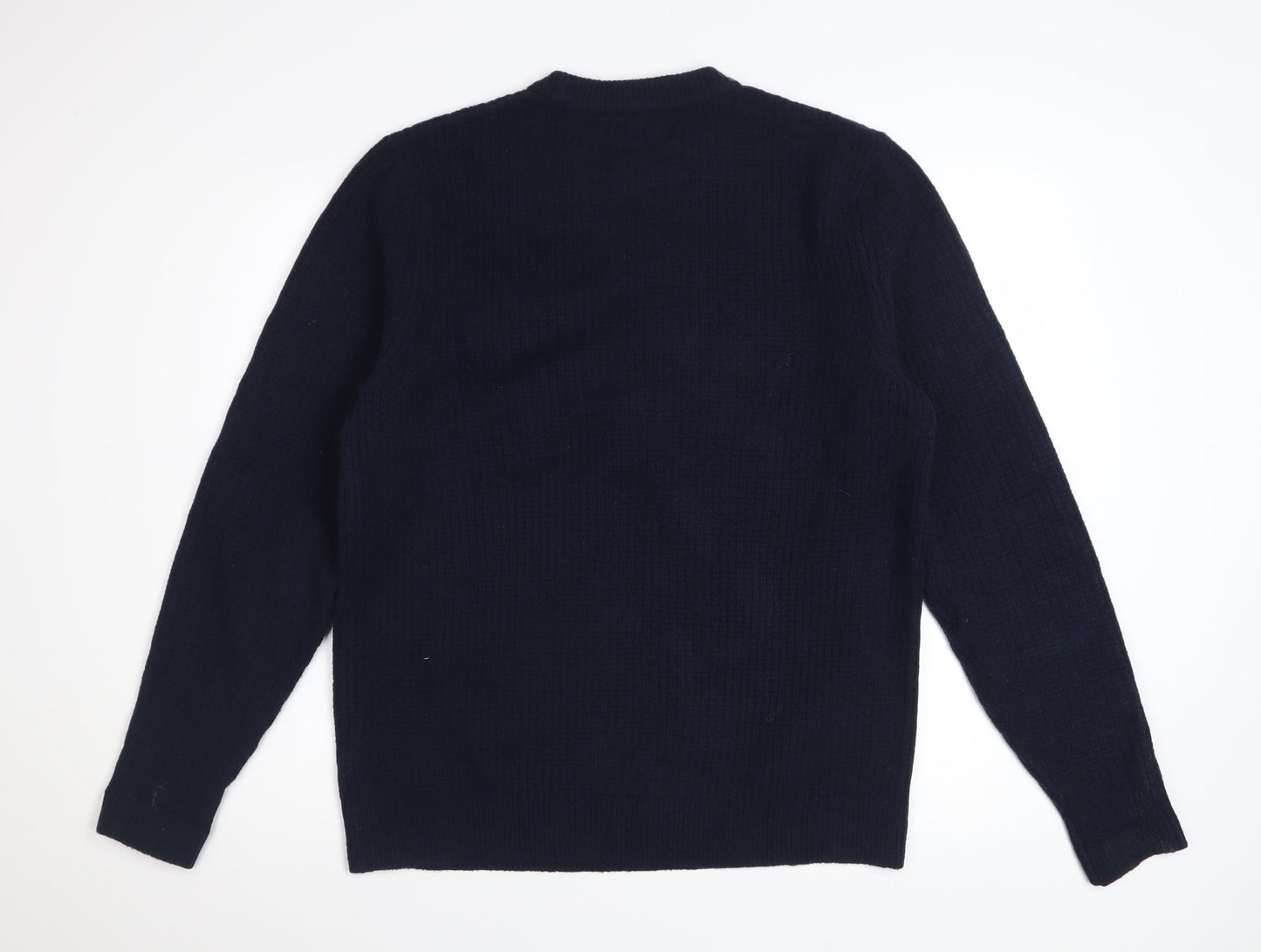 Marks and Spencer Men's Blue Wool Blend Crew Neck Jumper Size M