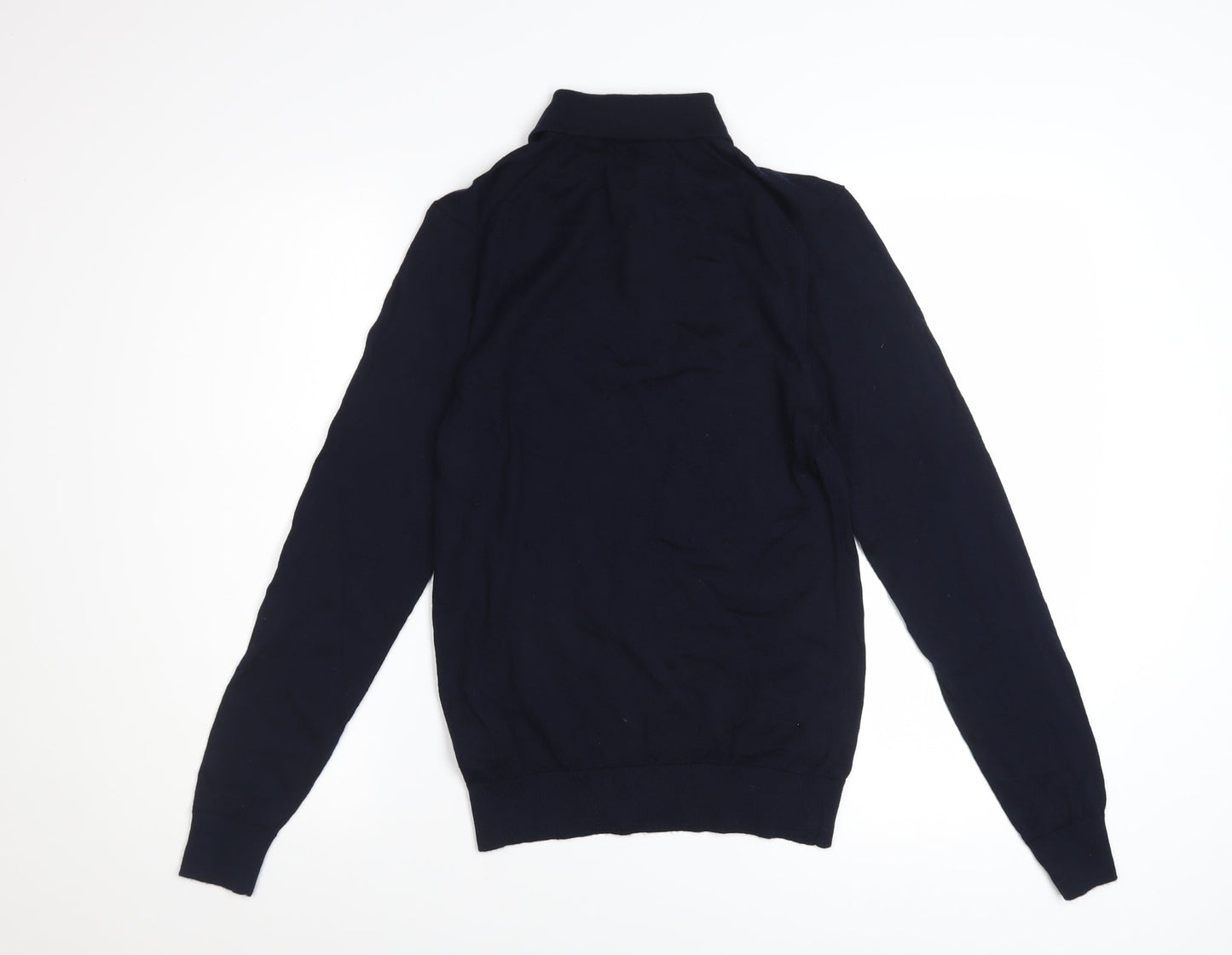 Marks and Spencer Autograph Men's Black Merino Wool Long Sleeve Polo XS