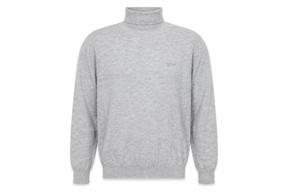 Front view of Guess Men's Grey Roll Neck Knit Jumper, size L