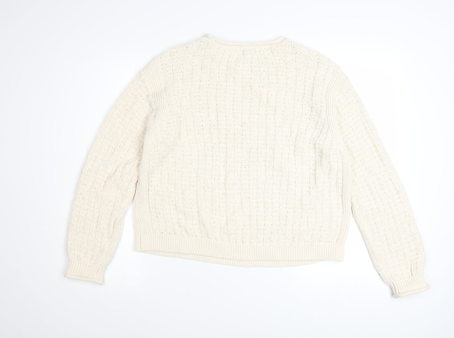 Marks and Spencer Women's Ivory Cable-Knit Cotton Jumper Size M