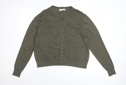Marks and Spencer Women’s Green Cardigan Size 14 Crew Neck Knitwear