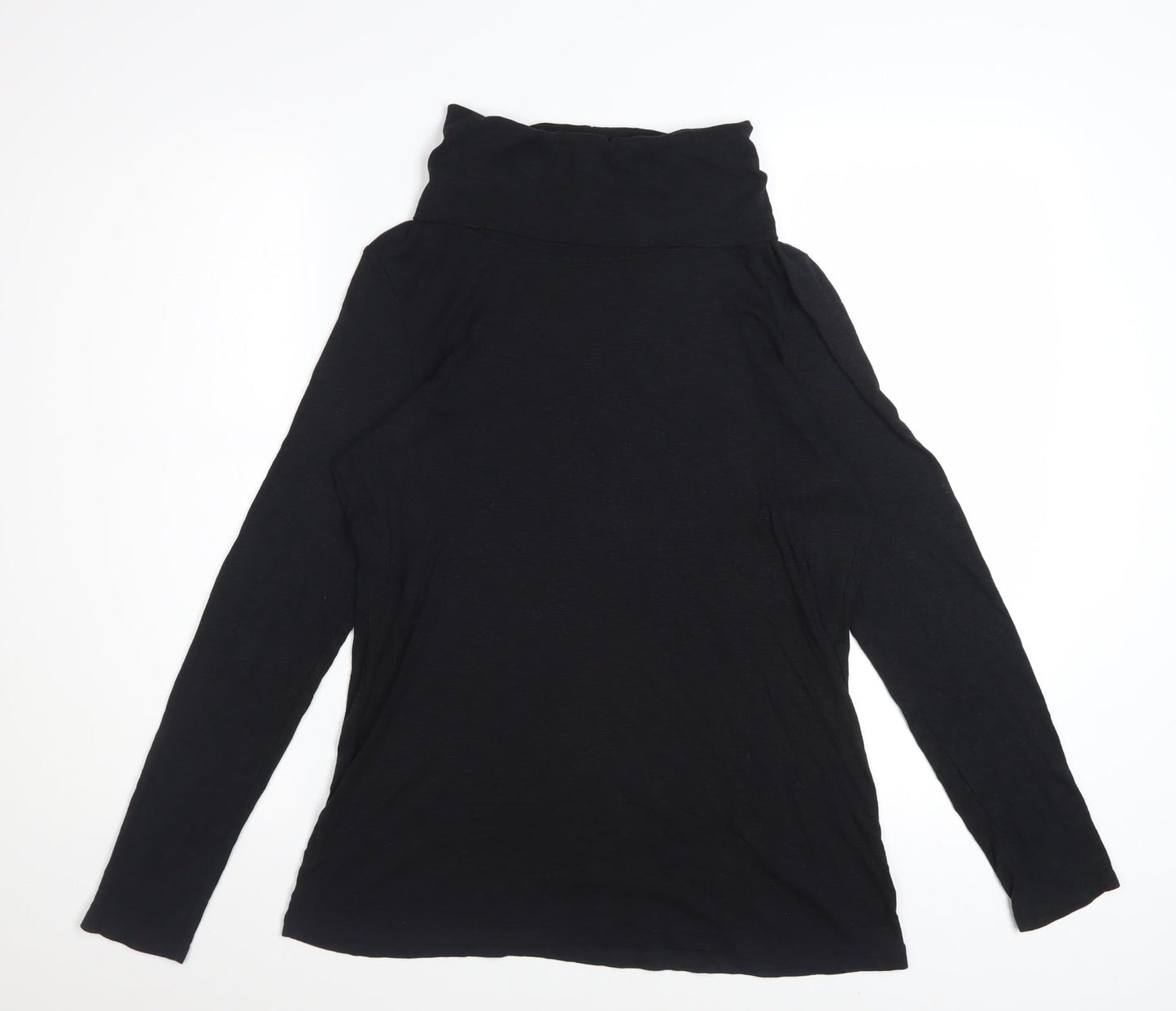 Cynthia Rowley Women’s Black Roll Neck Long Sleeve Jersey Top Size L
